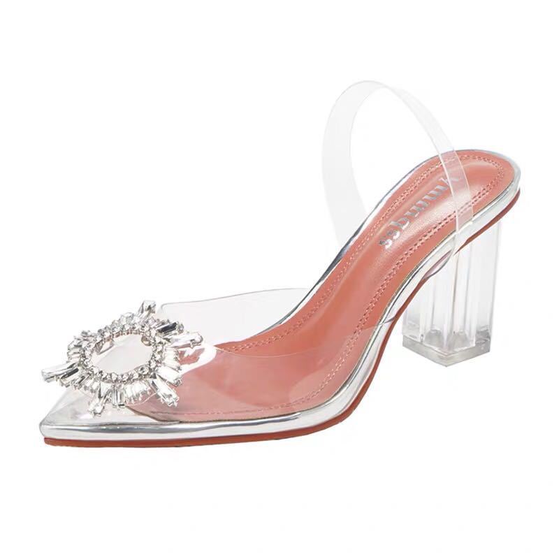 Fashion Chunky Heel Crystal Shoes Sandals