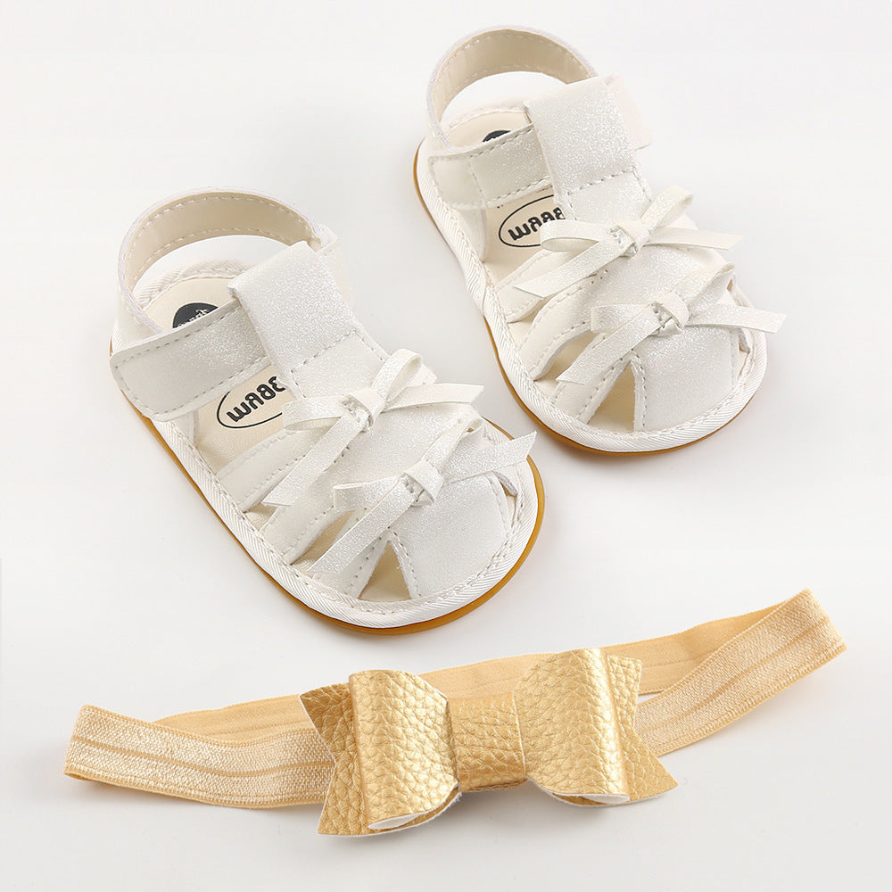 Baby sandals toddler shoes 2-piece headband