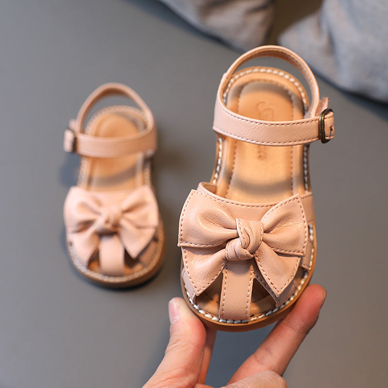 Summer New Girl'S Bowknot Baotou Sandals Korean Children'S Lovely Soft Bottom Versatile Princess Shoes