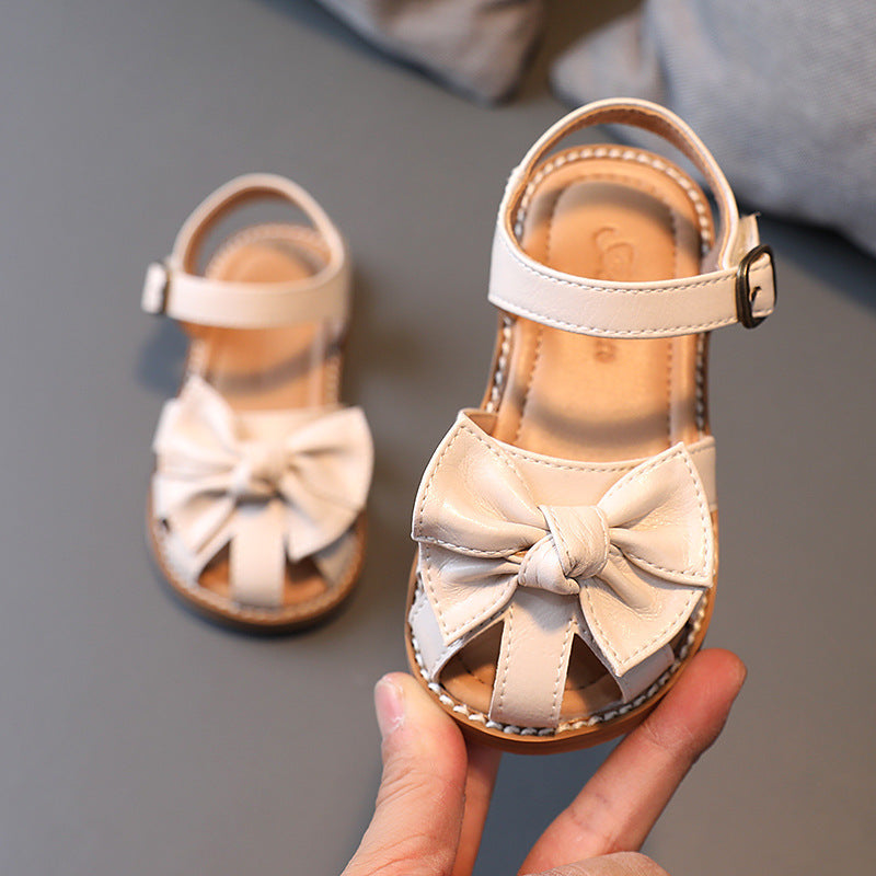 Summer New Girl'S Bowknot Baotou Sandals Korean Children'S Lovely Soft Bottom Versatile Princess Shoes