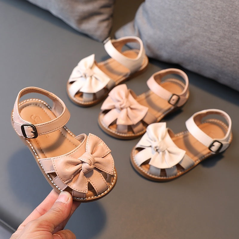 Summer New Girl'S Bowknot Baotou Sandals Korean Children'S Lovely Soft Bottom Versatile Princess Shoes