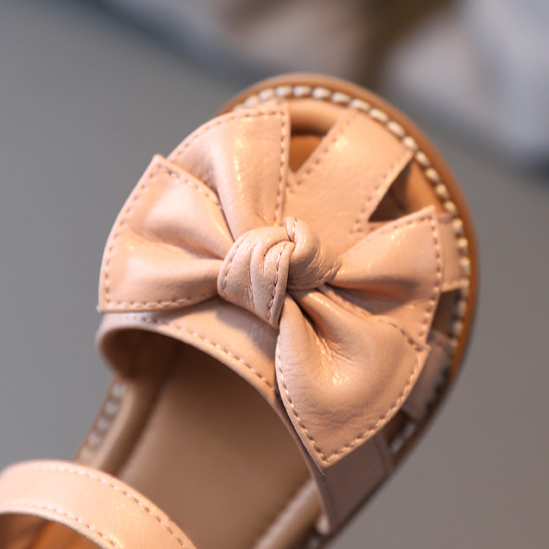 Summer New Girl'S Bowknot Baotou Sandals Korean Children'S Lovely Soft Bottom Versatile Princess Shoes