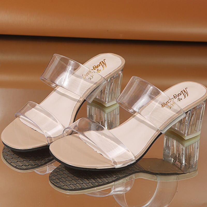 Thick Heel Transparent Sandals Women Women's Sandals Korean Casual