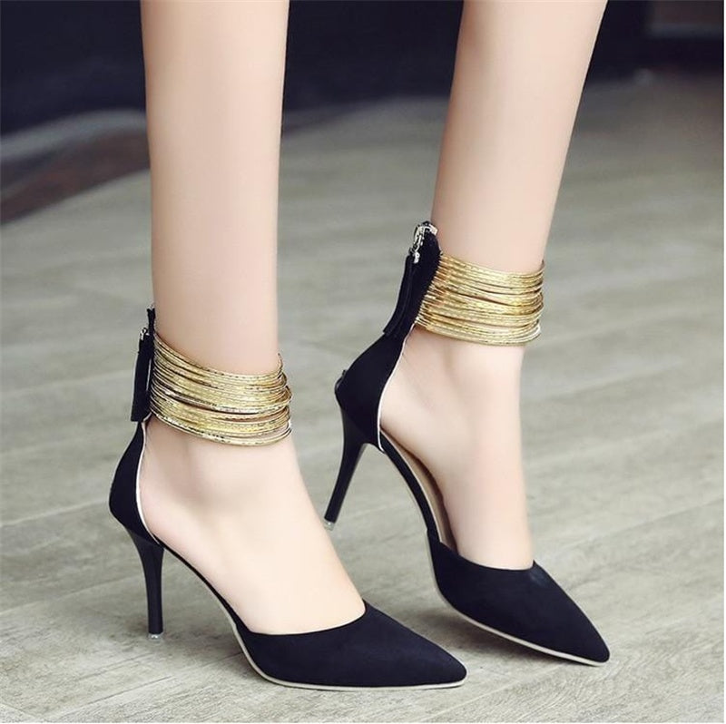 Pointed Toe Single Shoes Stiletto High Heel Sandals Women's Shoes