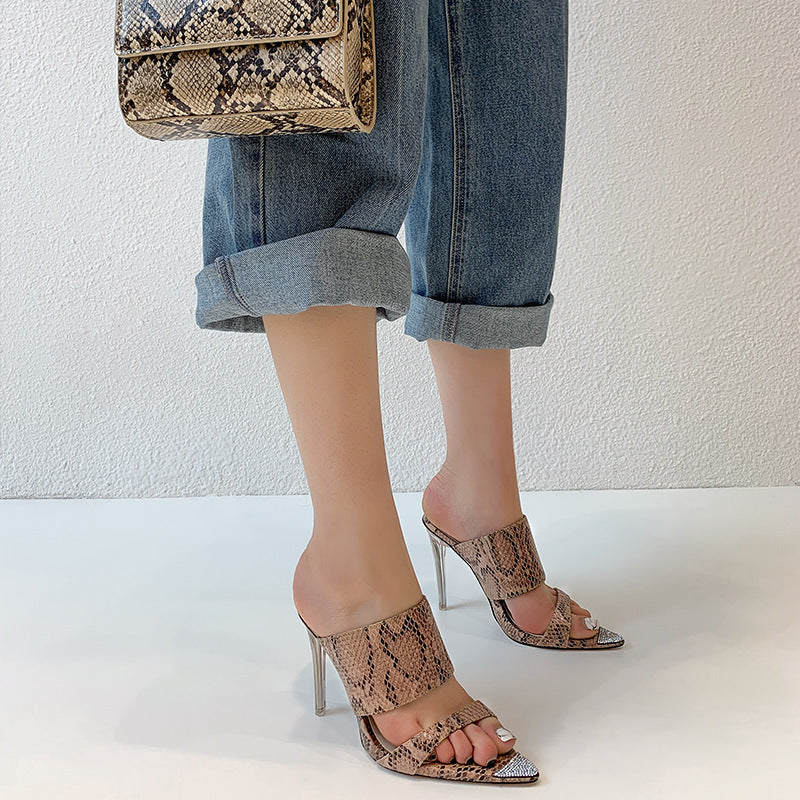 Pointed crystal high heel sandals women European style