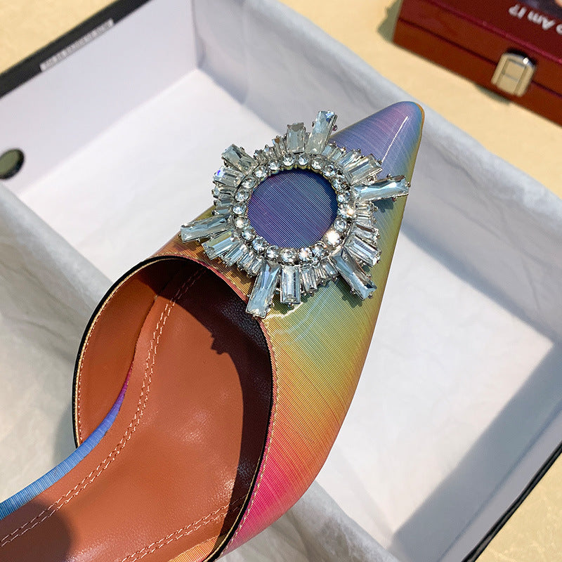 Gradient Color High Heels Sun Buckle Wine Glass Heel Women's Shoes