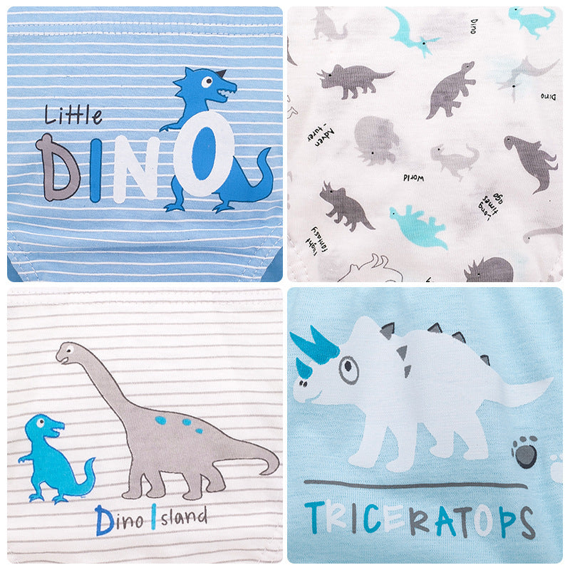 New Children's Underwear Boys' Cotton Triangle Five Boxed Underwear Cartoon Dinosaur Older Children's Underwear