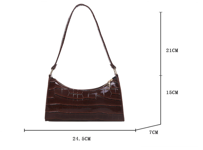 Embossed Underarm Stone Pattern Candy Color Shoulder Bag