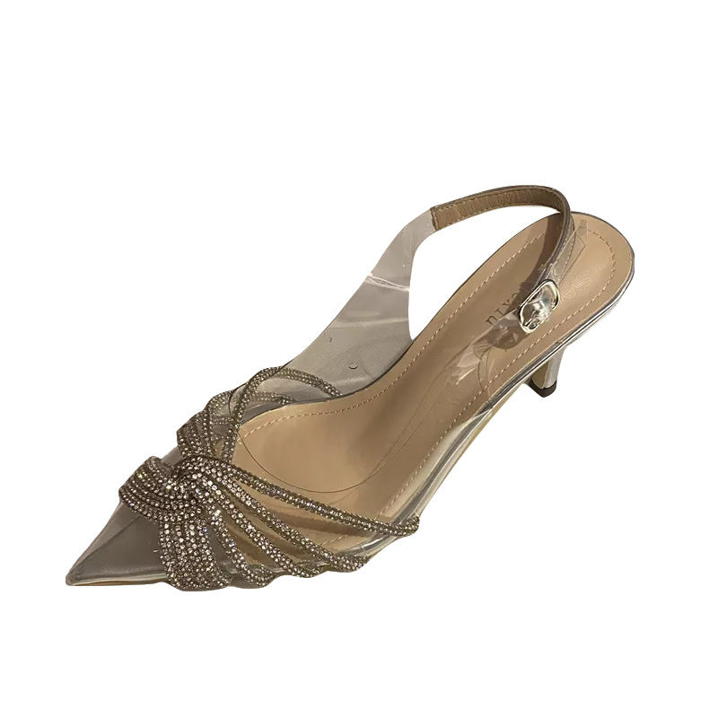 Summer New Pointed High Heel Transparent Rhinestone Shoes