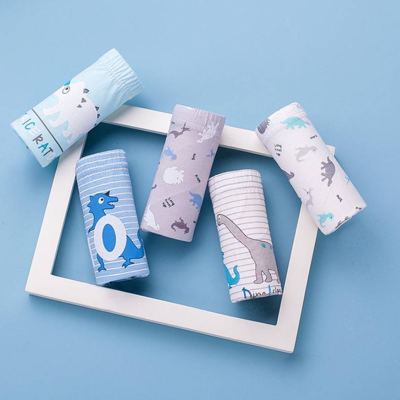 New Children's Underwear Boys' Cotton Triangle Five Boxed Underwear Cartoon Dinosaur Older Children's Underwear