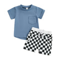 Fashion Personality Boy T-shirt Plaid Shorts Suit