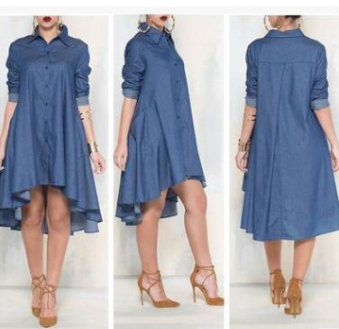 Fast Selling Wish Europe and America Fashion Long Sleeve Denim Shirts Loose Large Size Women's Wear Explosion