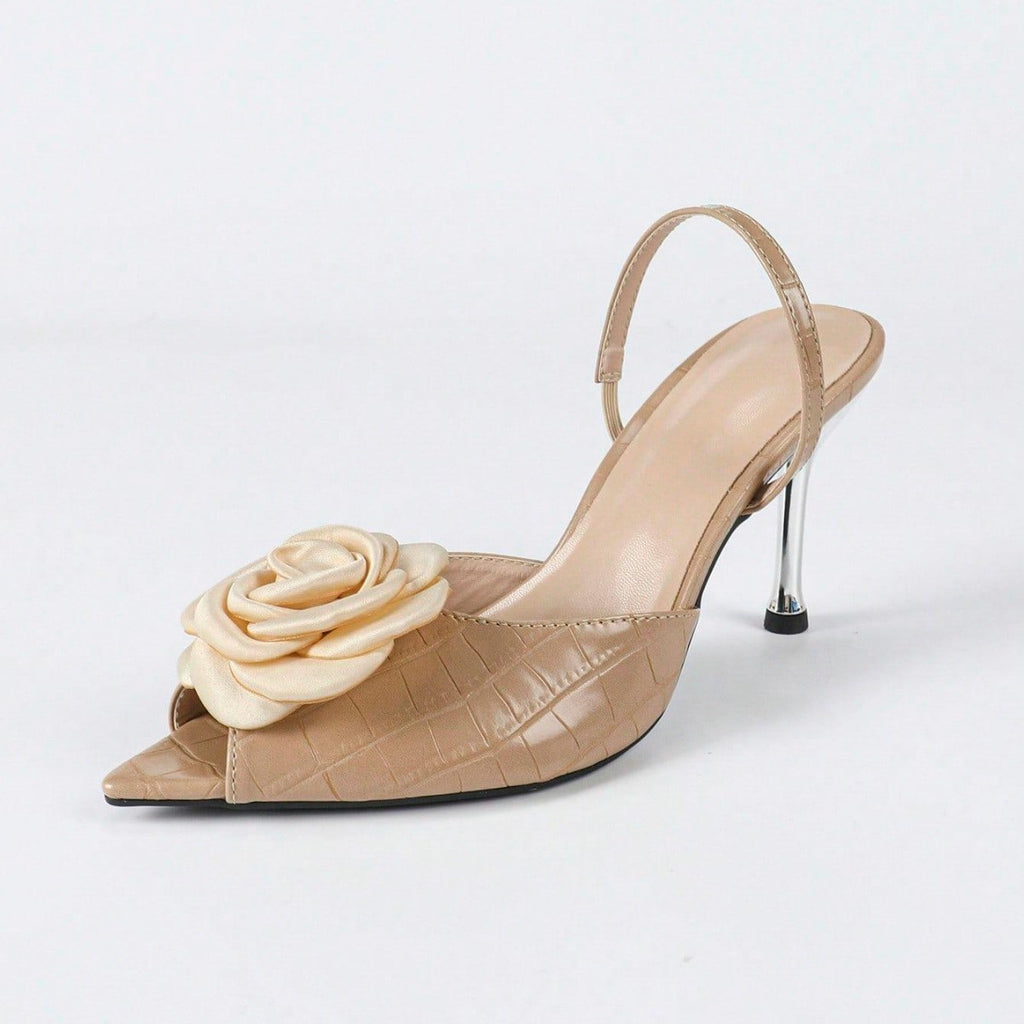 Women's Three-dimensional Flower Peep Toe Shoes High Heel Sandals