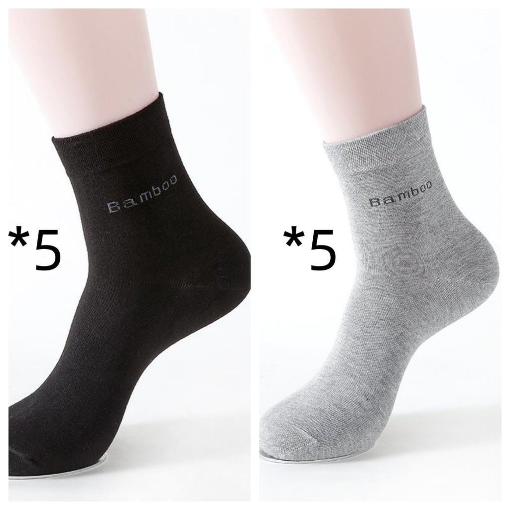 Socks Solid Color Socks Men's Mid-tube Bamboo Fiber Socks Men
