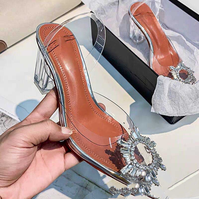 Fashion Chunky Heel Crystal Shoes Sandals